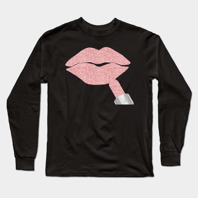 Pink Lipstick Kiss II Long Sleeve T-Shirt by LittleBean